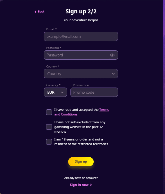 Click on "Sign Up"