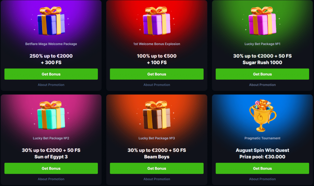 Generous Betflare Bonuses