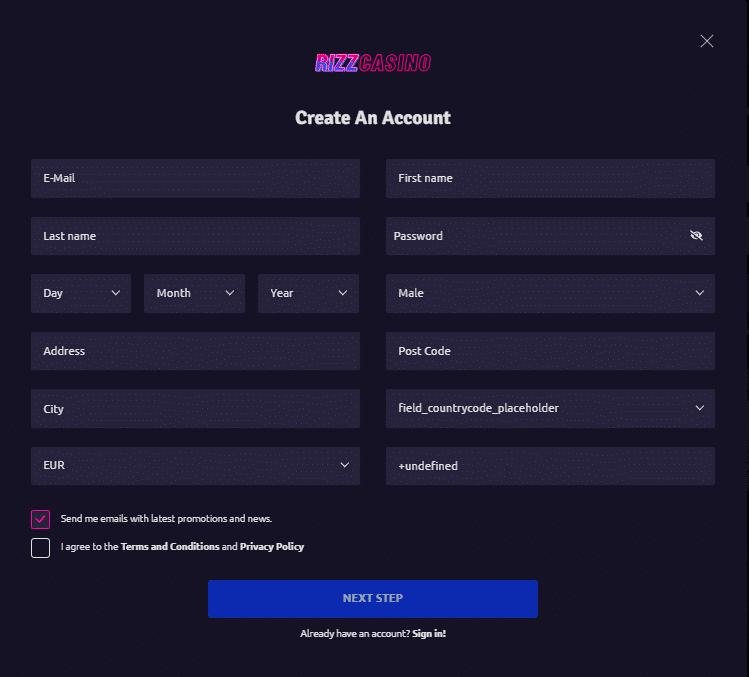 Click “Sign up”: Find and click on a button labeled “Sign Up,” which is usually at the top right corner of the homepage.