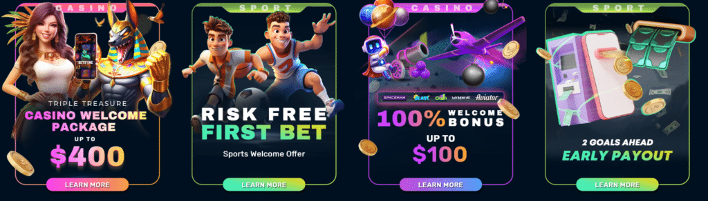 100% Casino Welcome Bonus up to $100 + 50 Free Spins