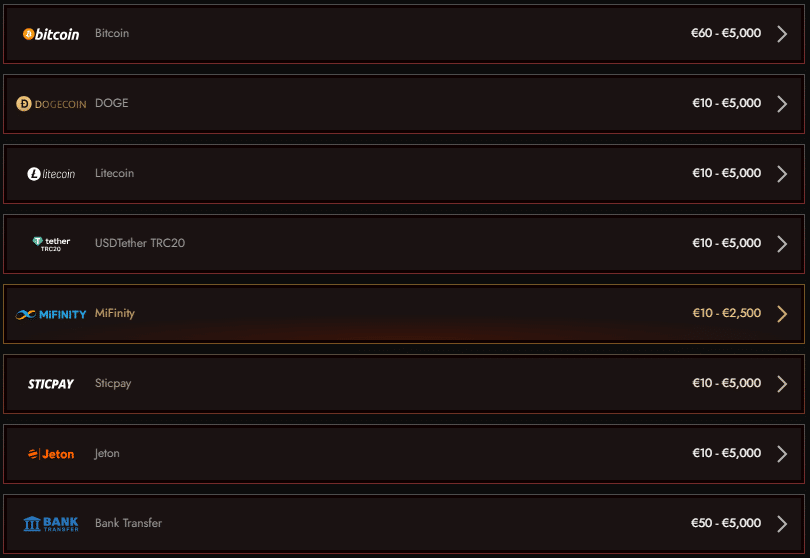 Legiano Withdraw Method