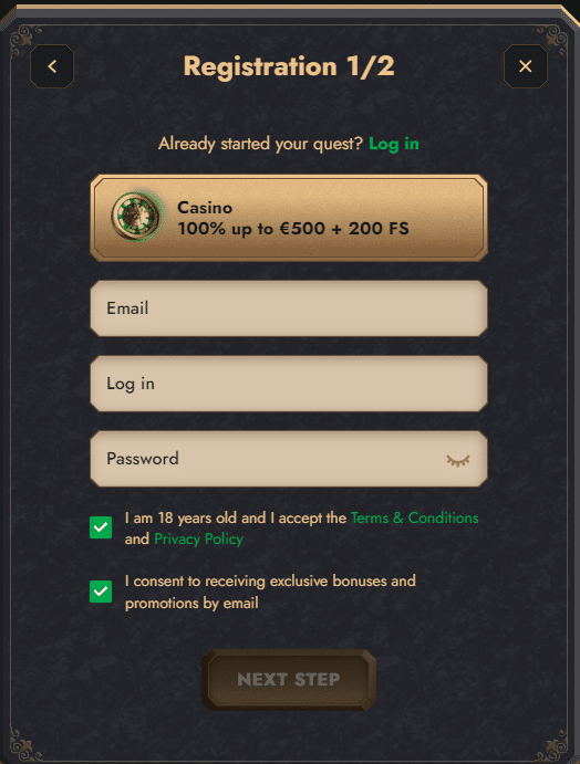HeroSpin Casino Sign-Up Process