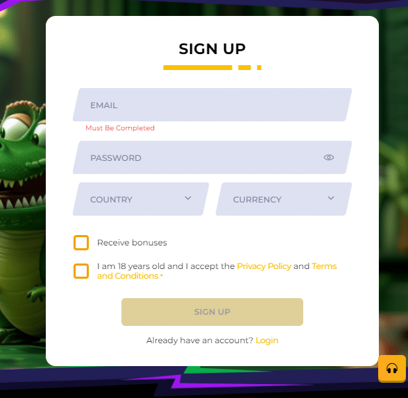 11croco Casino Sign-Up Process