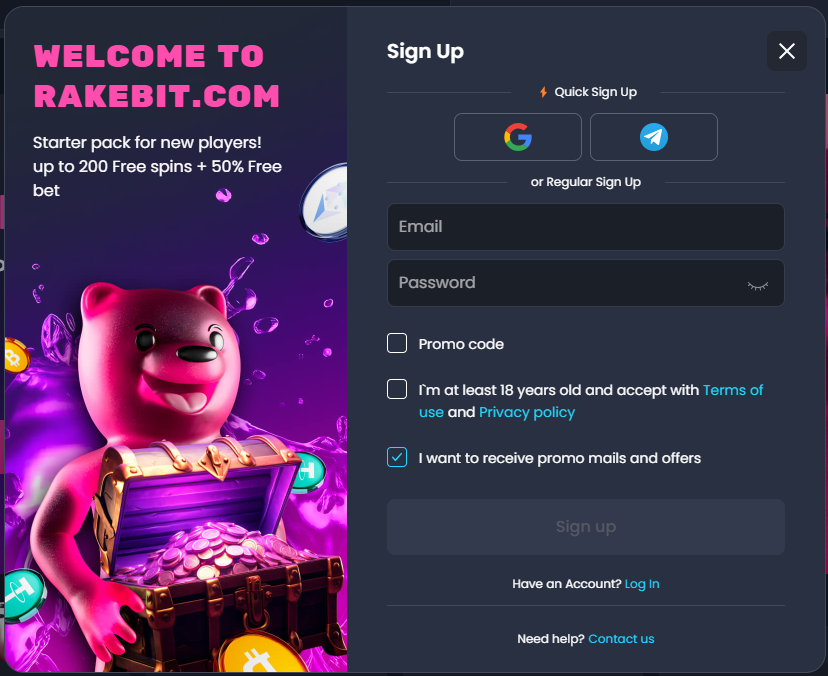 Step 1: Visit the Rakebit Website
