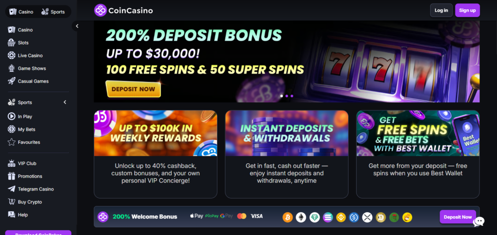 CoinCasino - Welcome bonuses and crypto gaming