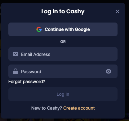 Cashy Casino Sign-Up Process